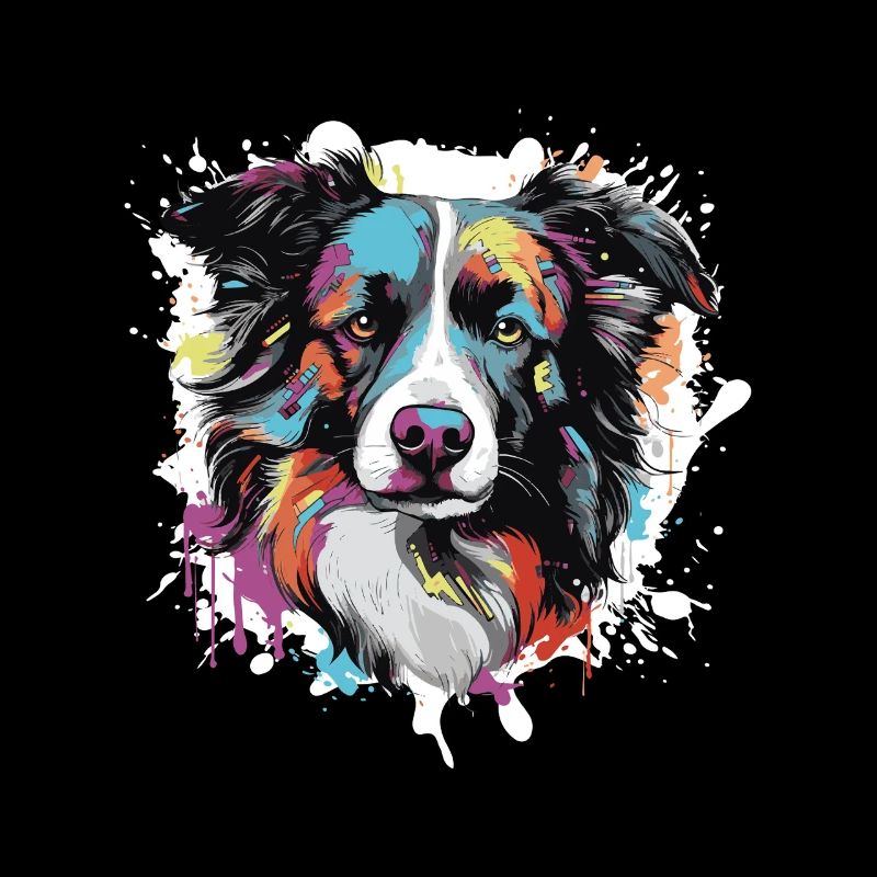 Border Collie Hund Tier Pop Art Kopf