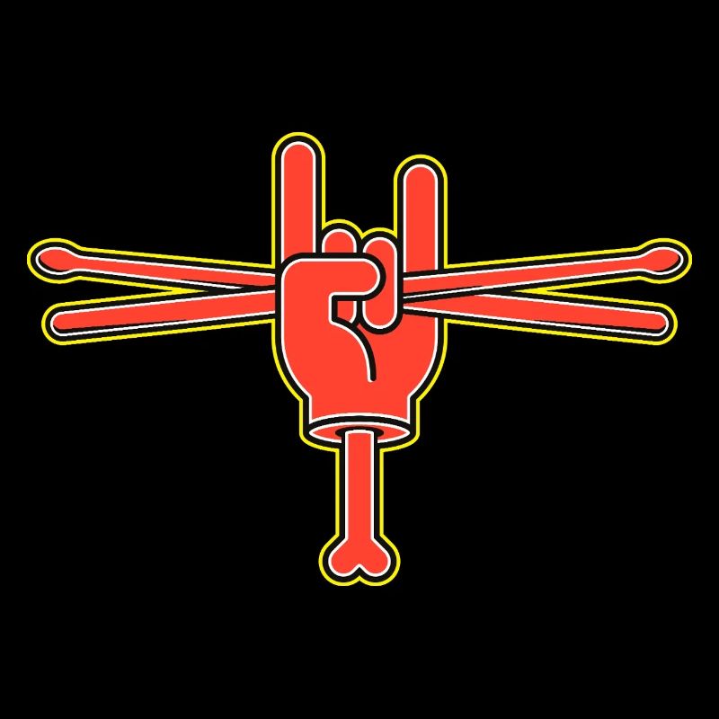 Cartoon Hand With Drumsticks