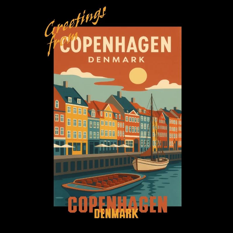 Copenhague Illustration de voyage vintage - Danemark