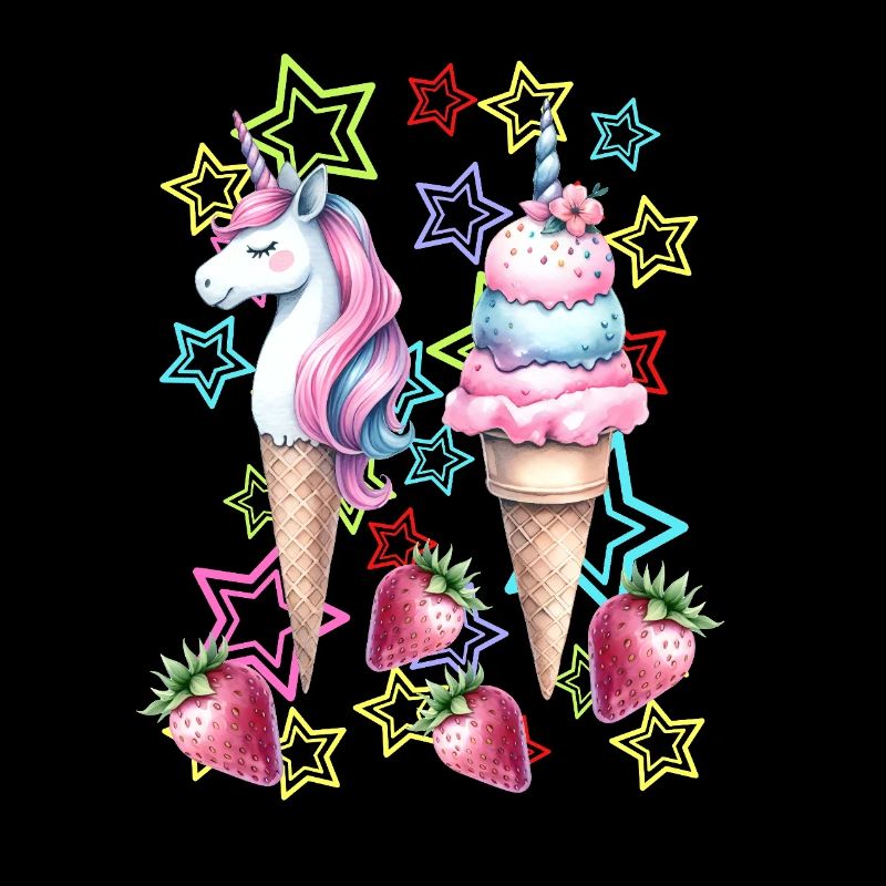 80er Eis Eiskrem Eiscrem Teenie Mädchen Einhorn