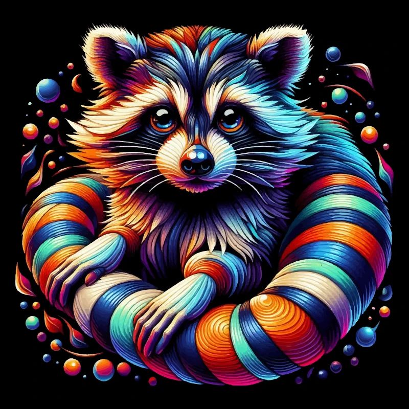 Bunter Waschbär im künstlerischen Stil