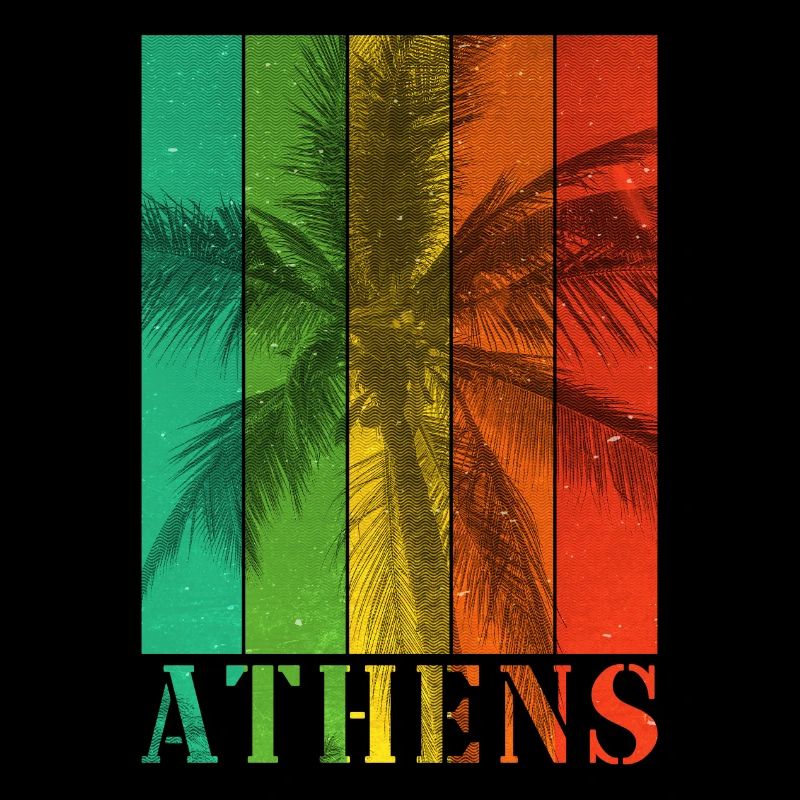 Athens Greece Summer Palm Trees Beach Sea