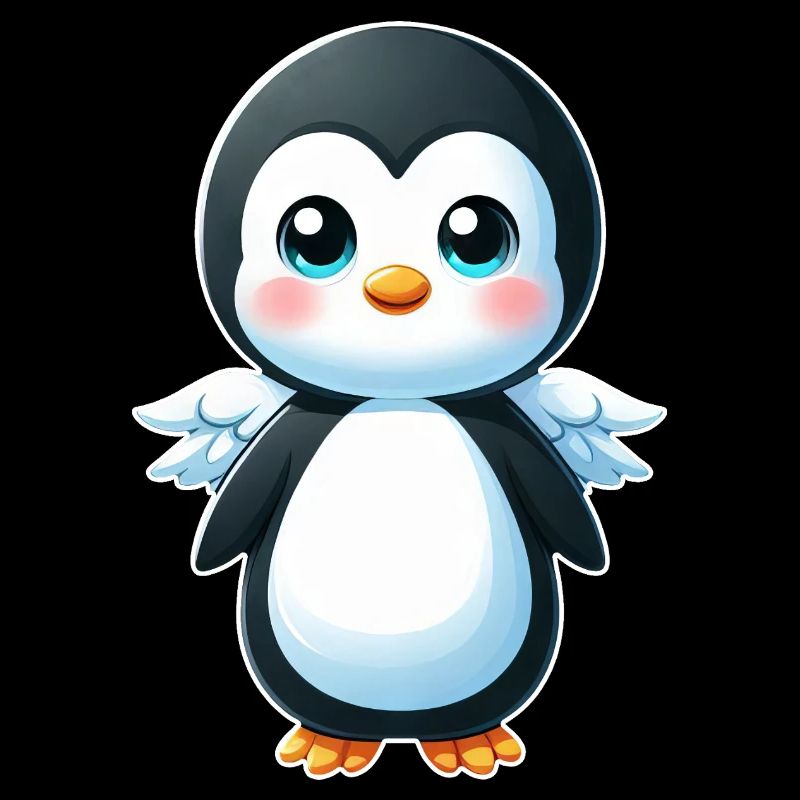 Süßer Pinguin Engel Cartoon Chibi Stil