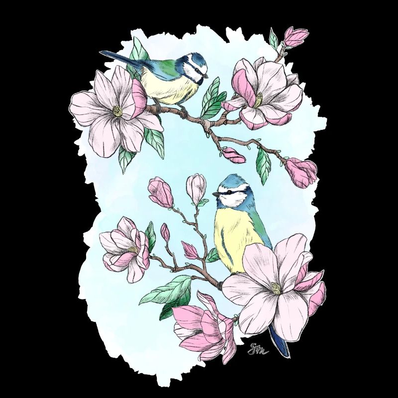 Blue and magnolias