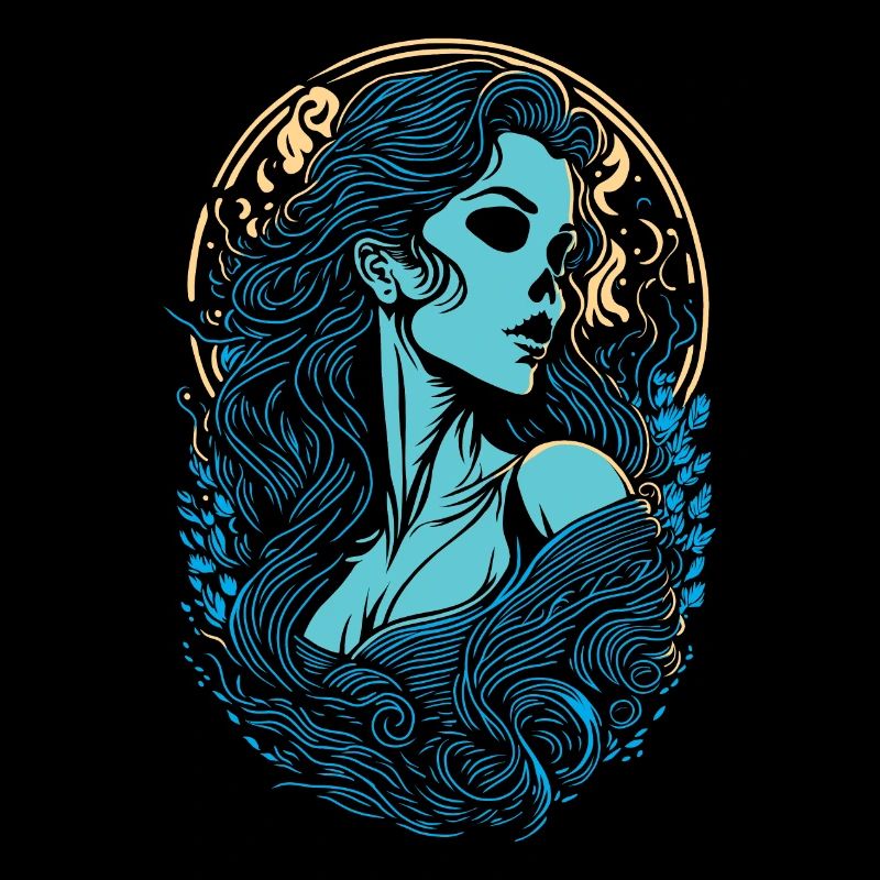 Fille Gotique à Tête de Mort