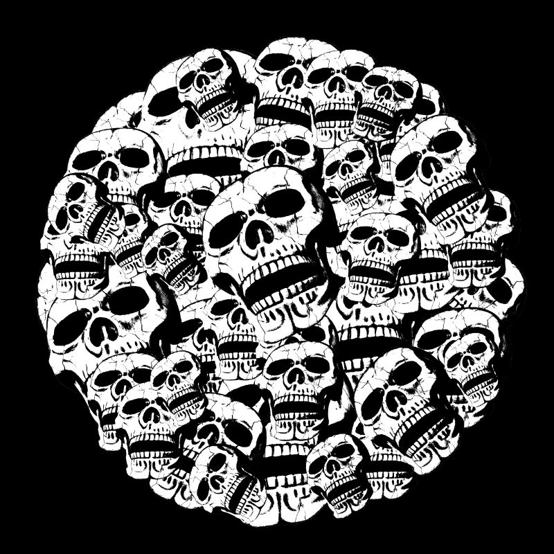 skulls in a round frame