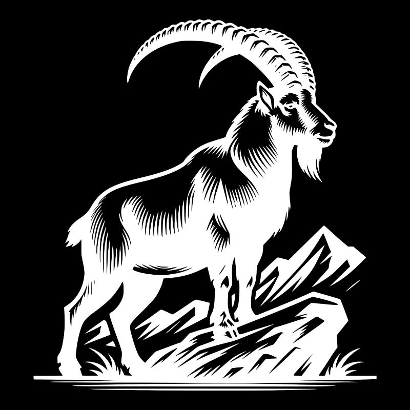 Steinbock mit gewaltigen Hörnern