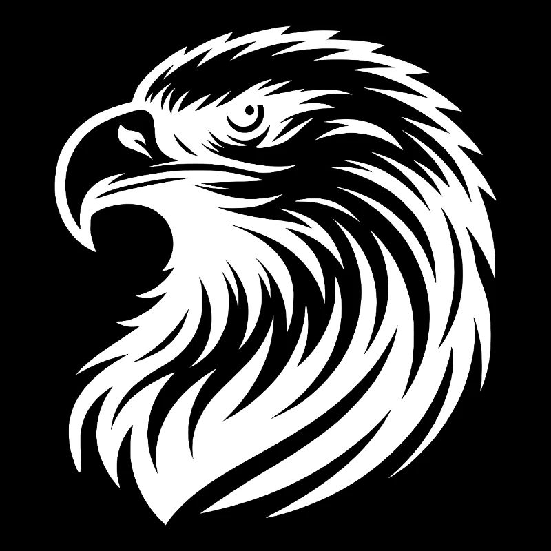 Majestic eagle head with detailed lines