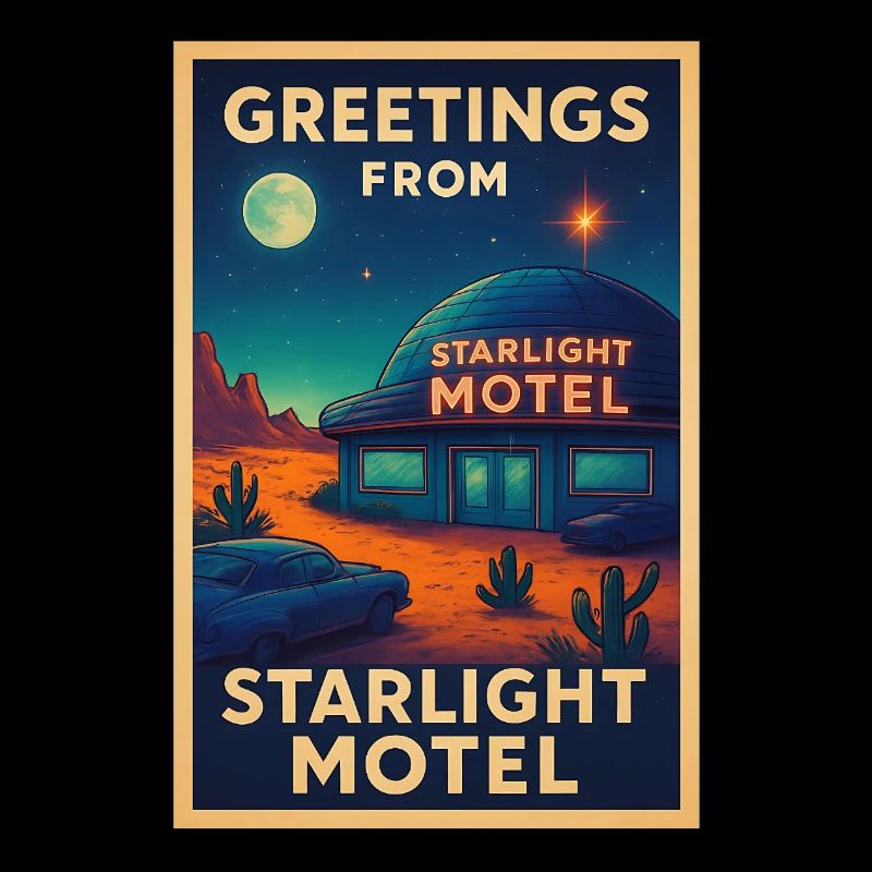 Affiche néon du désert au Starlight Motel