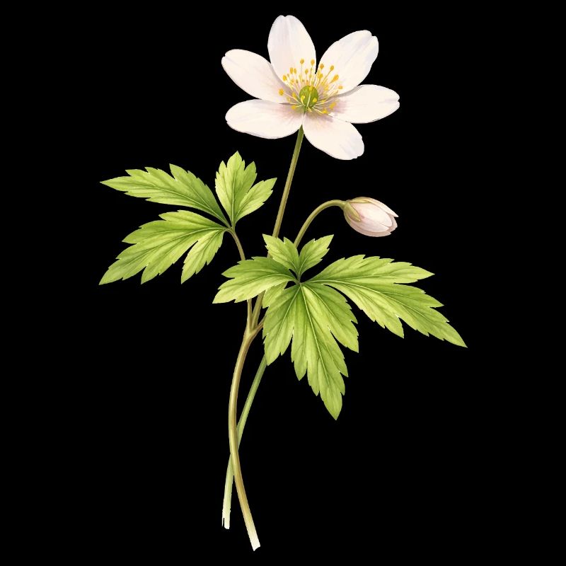 Illustration de fleur printanière anémone des bois