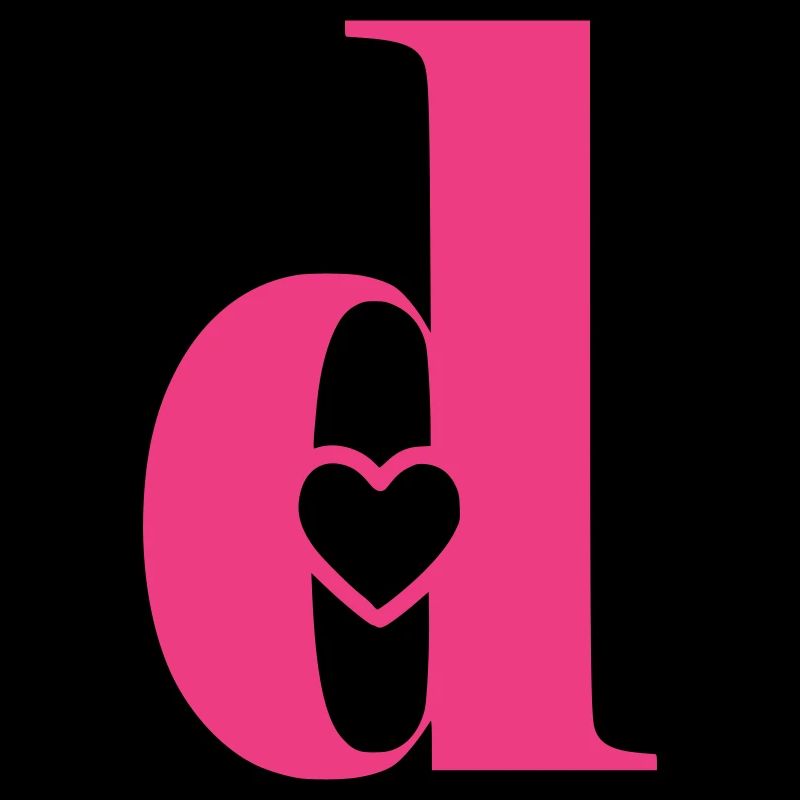 Letter d Initial letter with heart