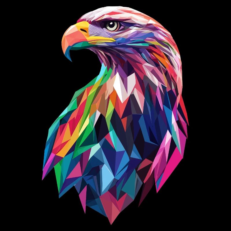 tête d’aigle Low Poly Art Logo Design Coloré