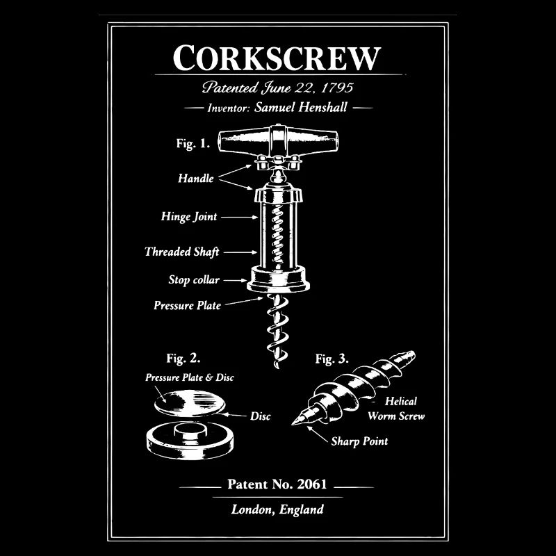 Corkscrew Patent Diagram Retro