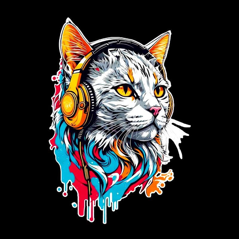 Le chat écoute de la musique