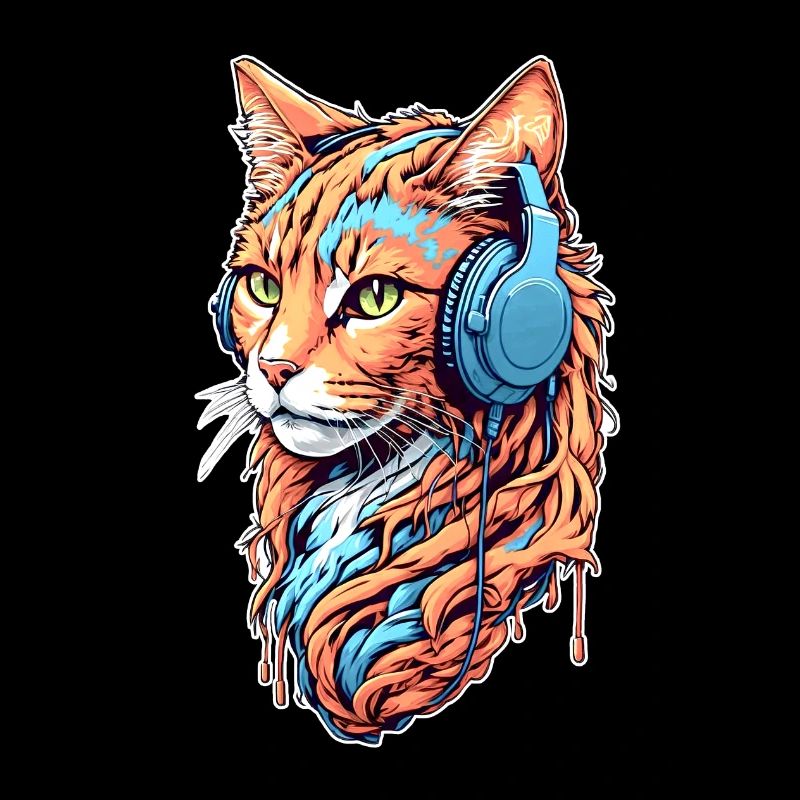 Le chat écoute de la musique