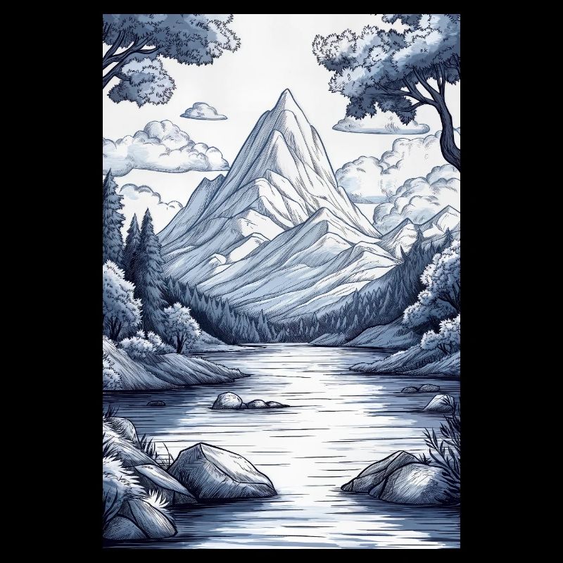 Illustration einer Gebirgslandschaft