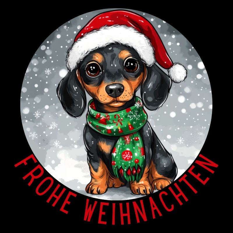 Frohe Weihnachten Dackel Hund Große Augen Comic