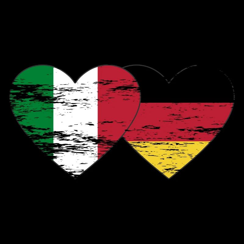 Italy Germany Flag Heart used