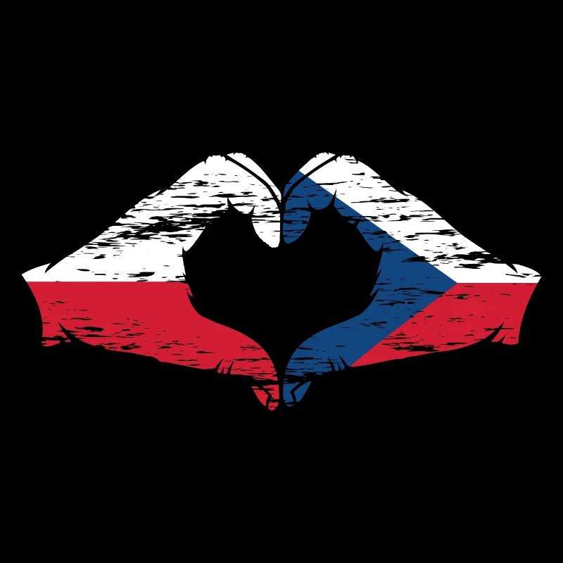 Pologne République tchèque drapeau mains coeur utilisé