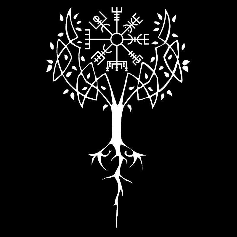 Weißer Baum des Lebens und Wikingerkompass