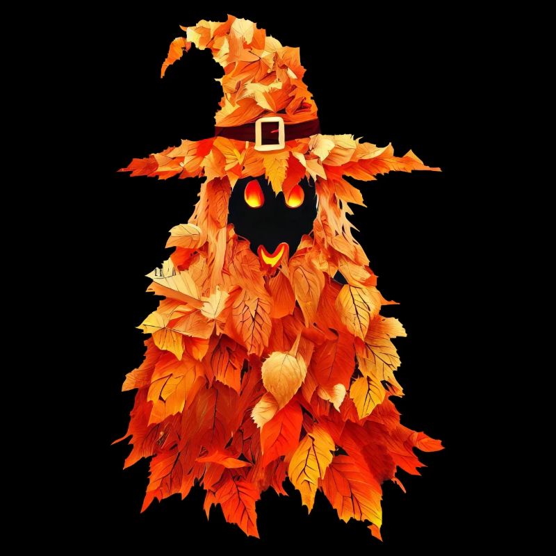 Spooky witch in autumn Halloween