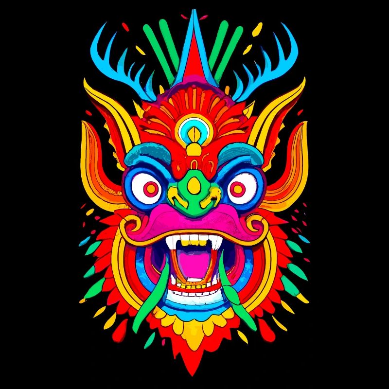 Masque de dragon coloré