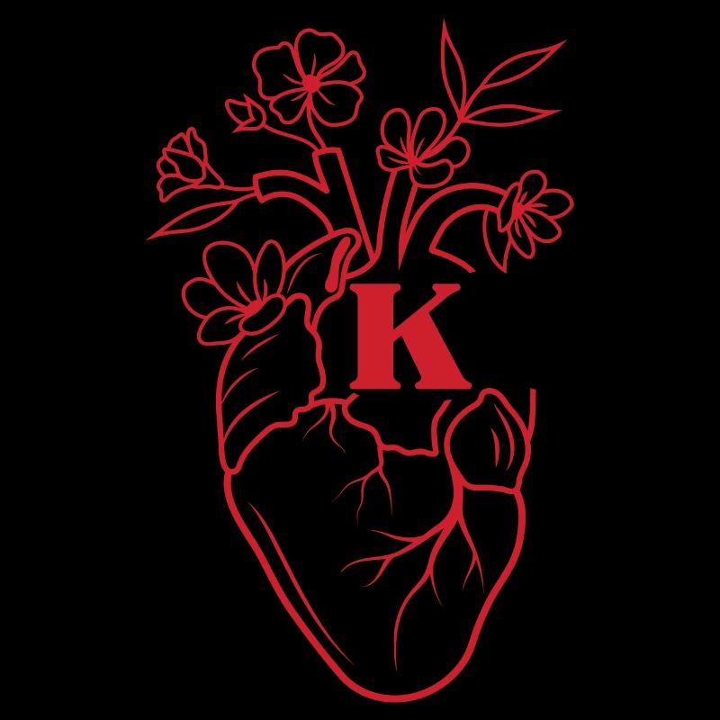 Buchstabe k Herz rot Blumen Anatomie