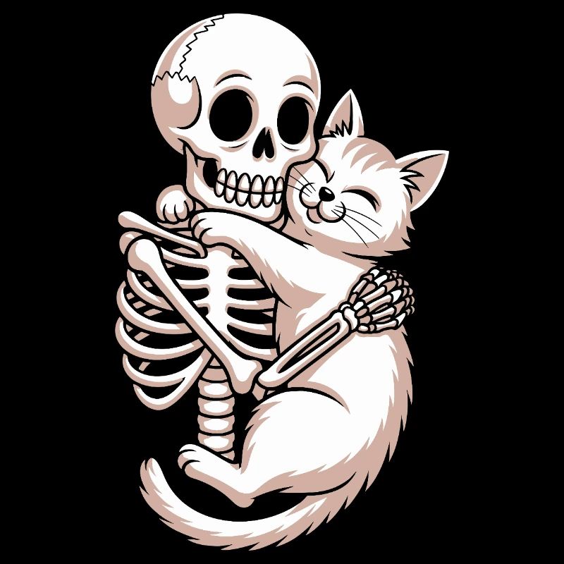Squelette et câlin de chat adorent l’humour