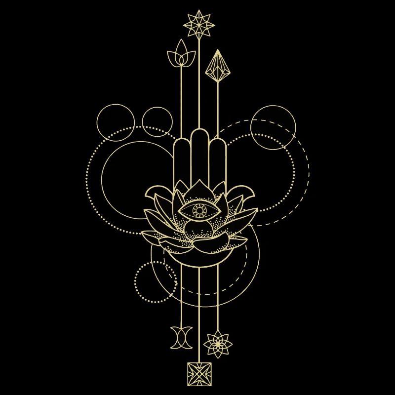 Main Hamsa dorée lotus éthéré