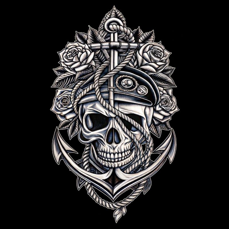 Navy skull anchor gothic skull