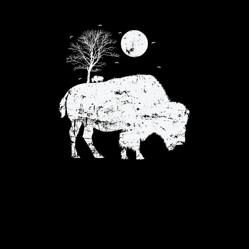 Bison and moonlight animal