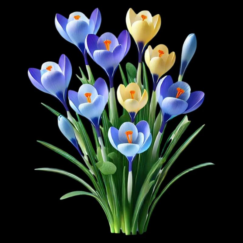 bleu jaune fleurs de crocus fleur de printemps floral