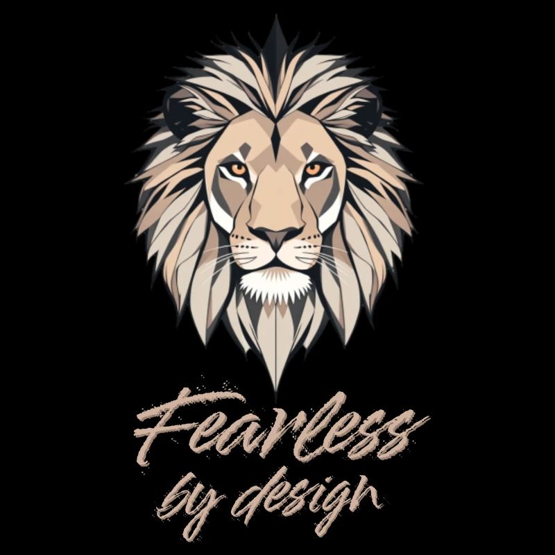 Lion minimalist geometric fearless saying