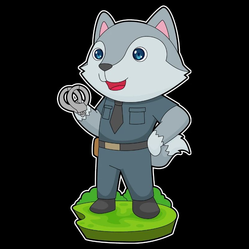 Wolf Polizist Handschellen Polizei