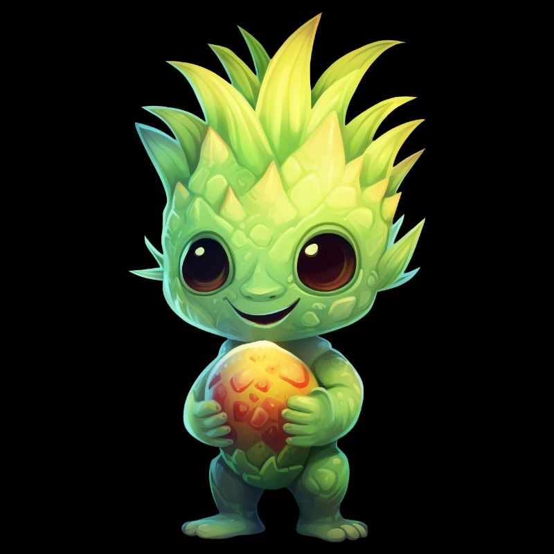 Alien avec coiffure ananas et fruit du dragon