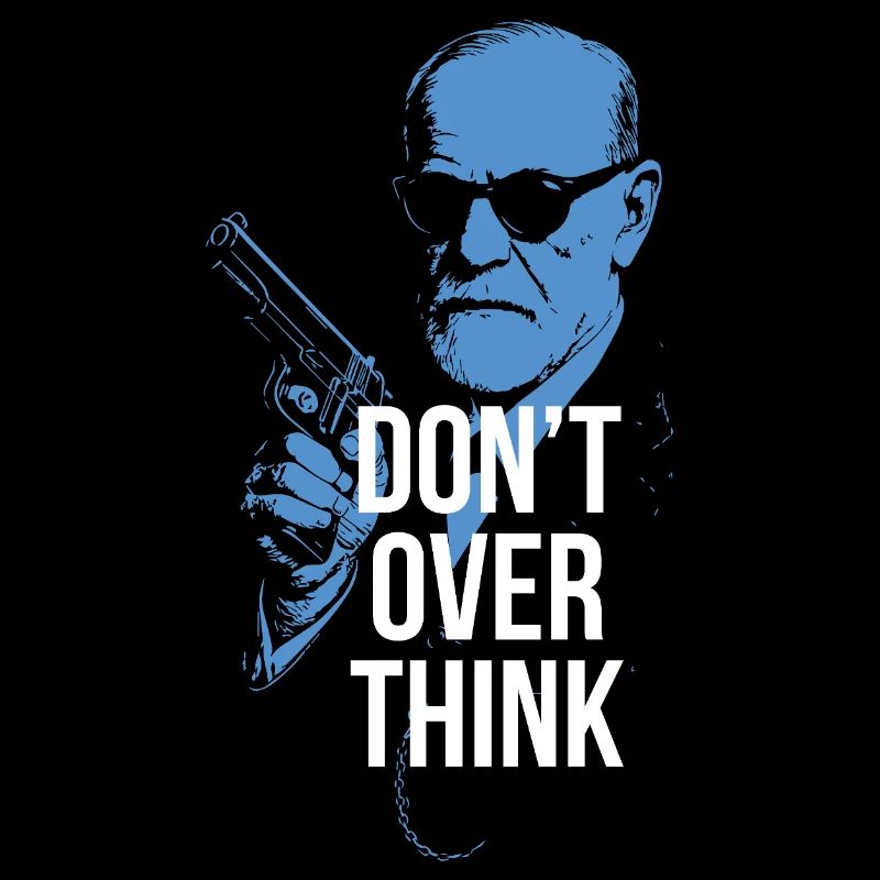 Bold Retro Sigmund Freud with gun
