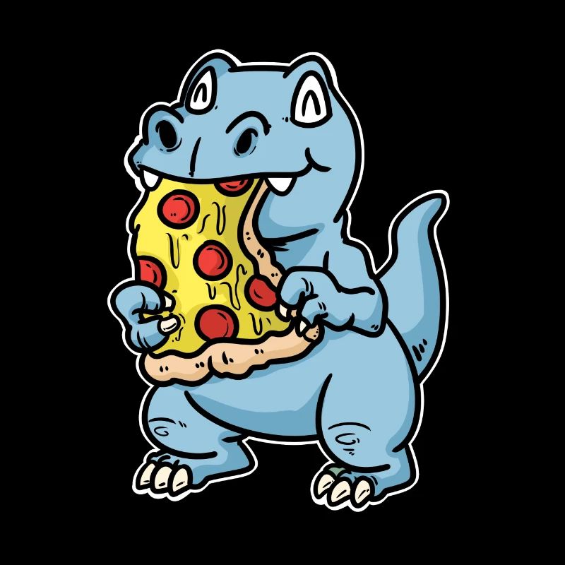 Dino mit Pizza