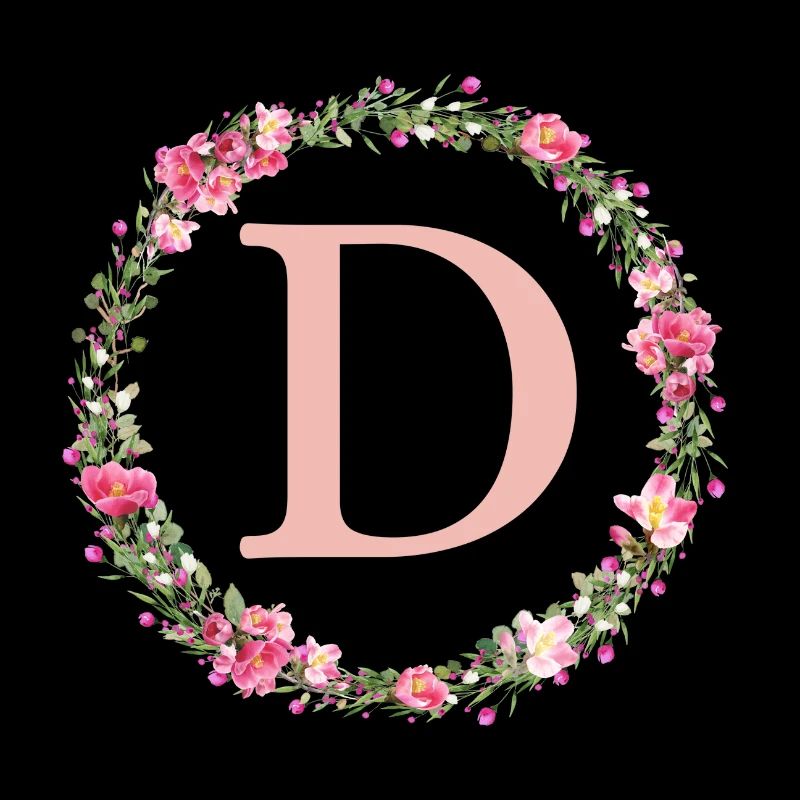 D Monogram, Couronne de fleurs, Personnalisable