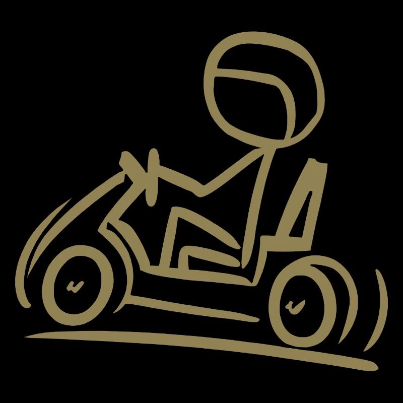 Go-Kart Silhouette Stick Figure Line Drawing