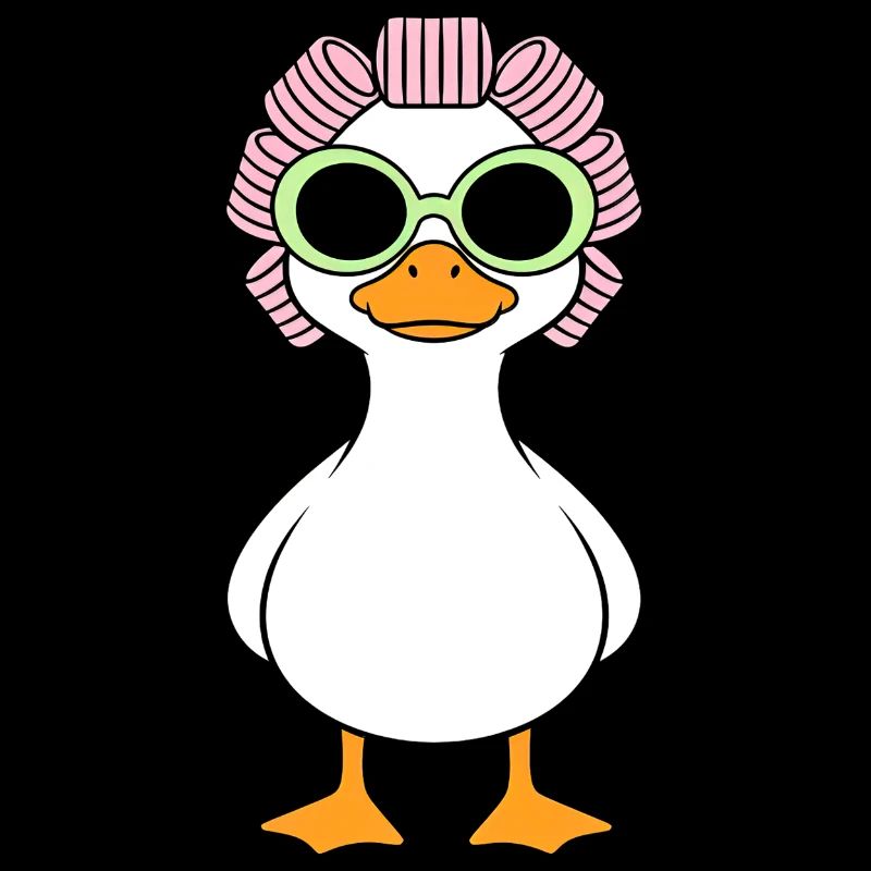 Glamorous duck with curly glasses