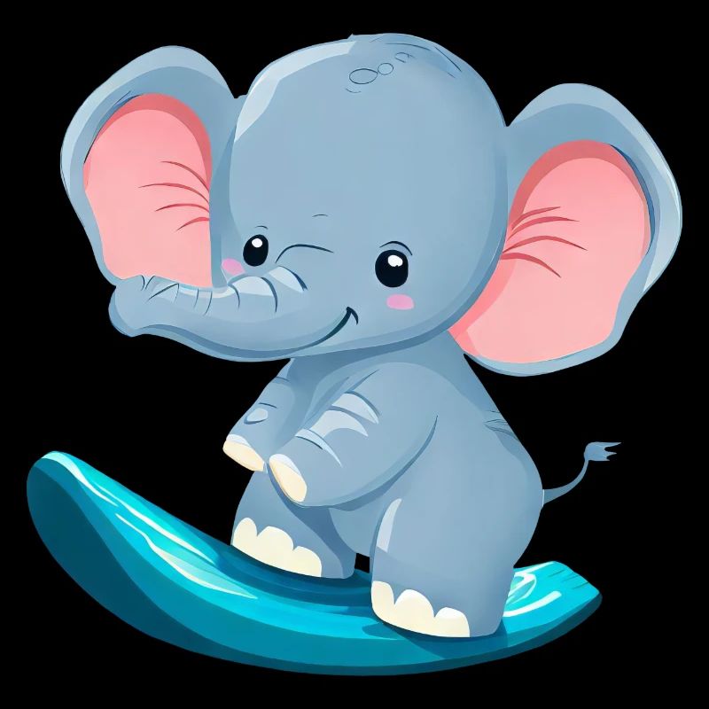 Surfer Elefant, Abenteuerliches Tierdesign