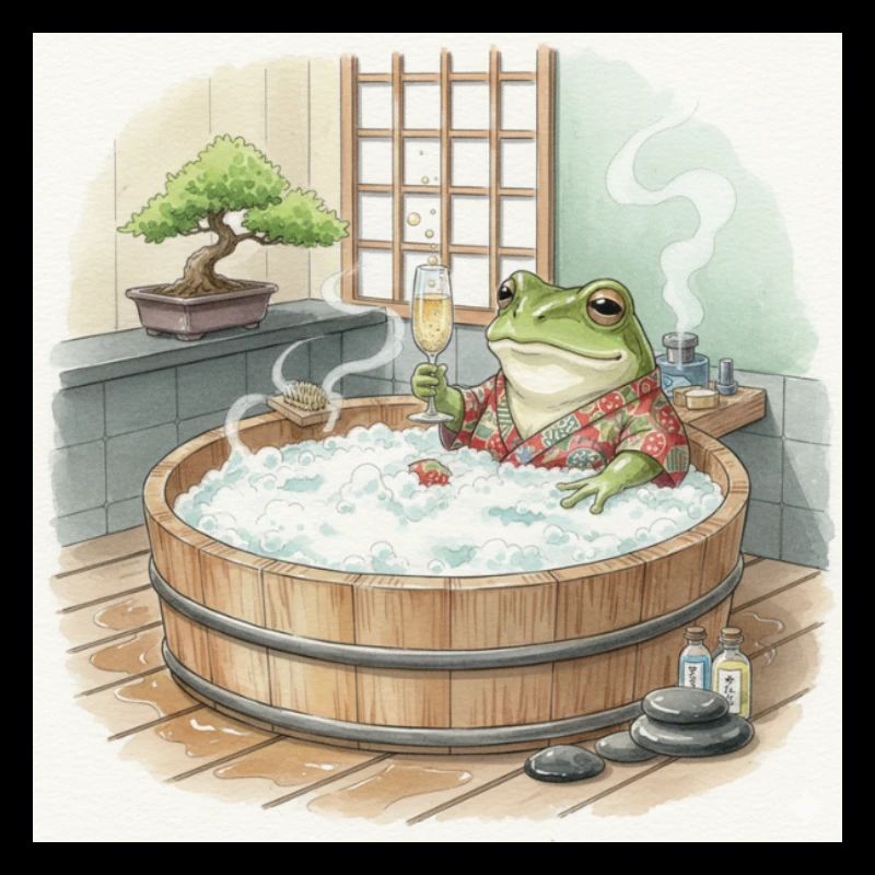 Elegant Frogsome Bath Time Scene