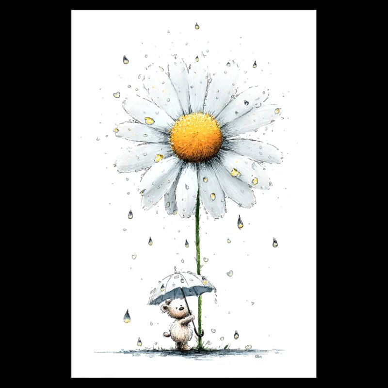 Gänseblümchen Bär mit Regenschirm