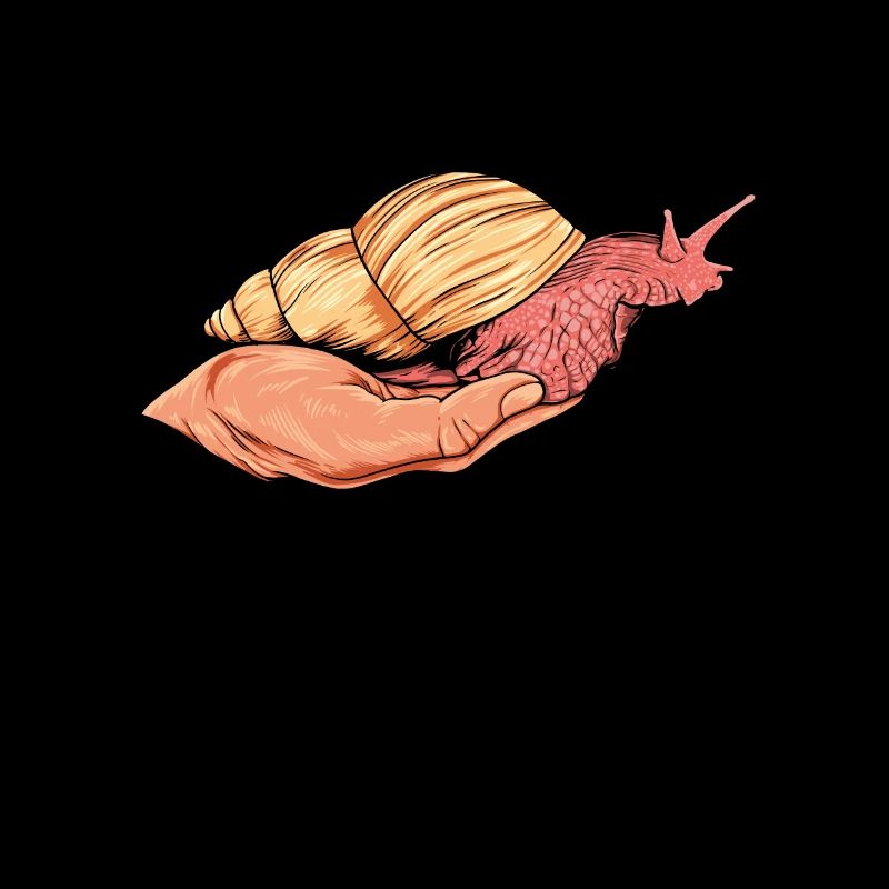 Snail crawls on the hand - agate snails