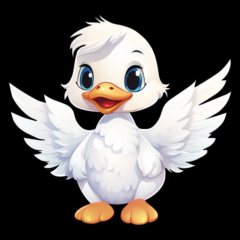 Canard Blanc Ange Ailes Mignon Bande Dessinée