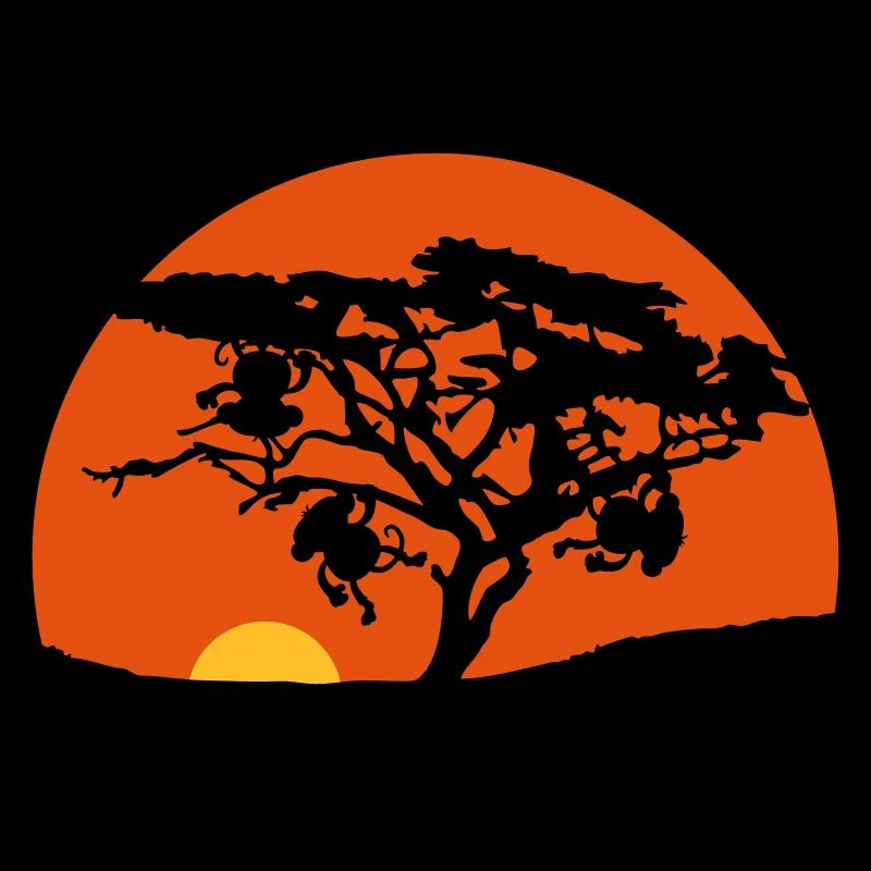 Singe du coucher du soleil de l'Afrique arbre