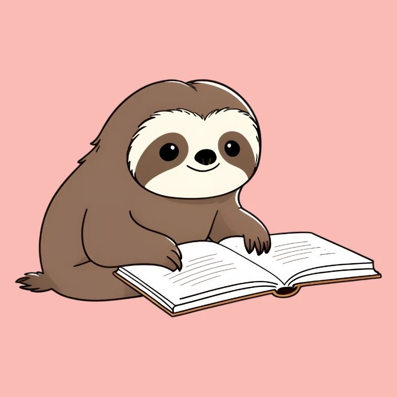 Cute Sloth Reader with Book