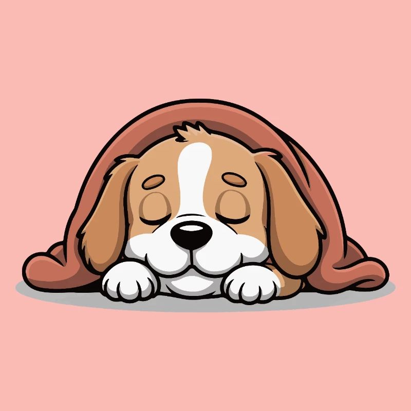 Sleeping Beagle Under Blanket