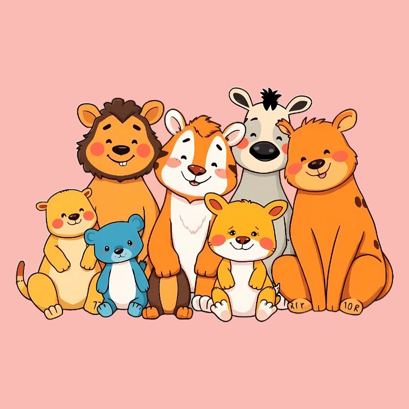 Verspielte Tierfamilie Comic Design