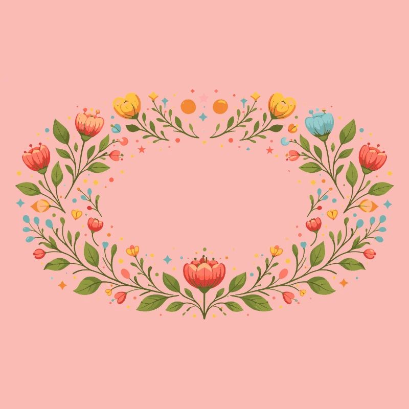 Floral Spring Frame with Flowers
